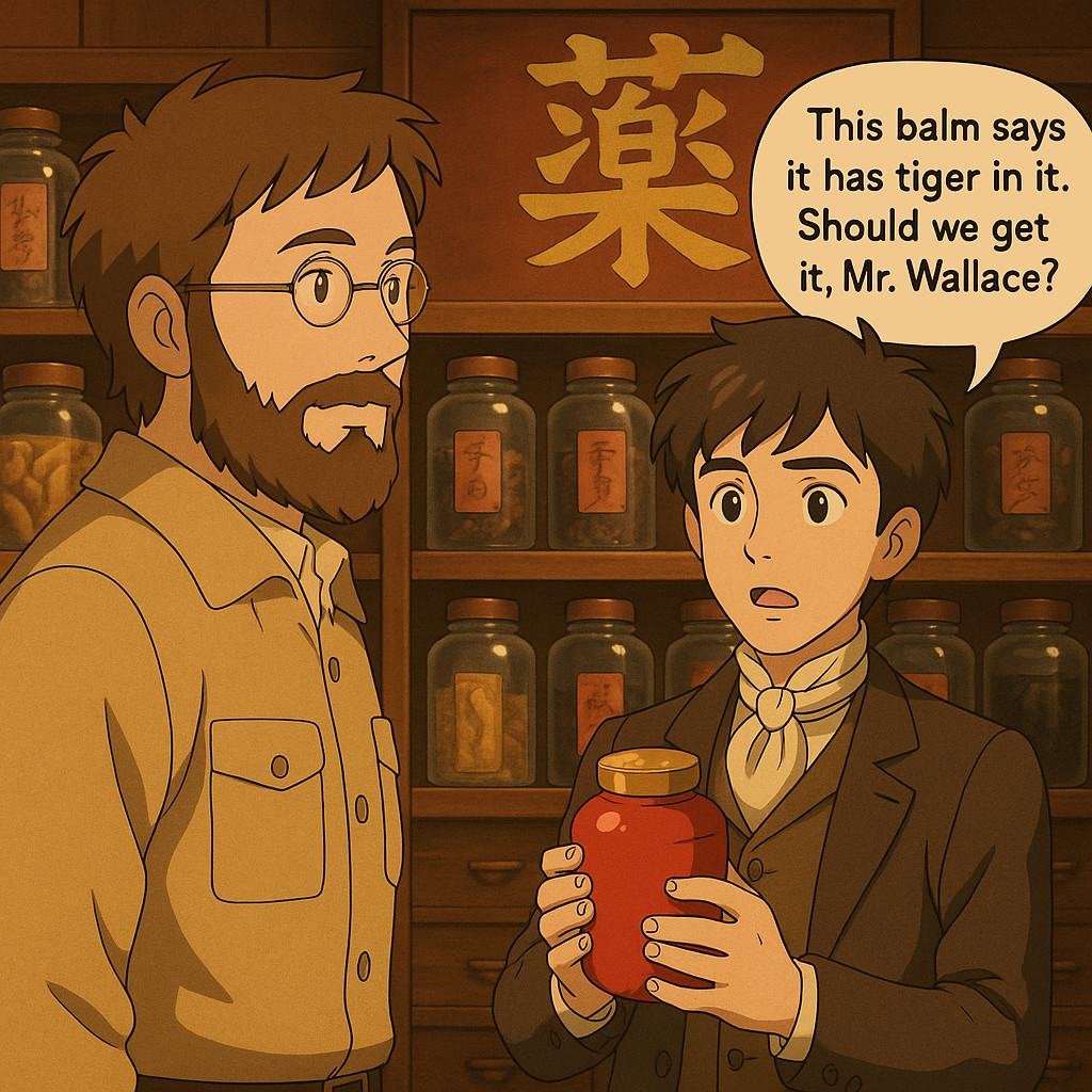 Wallace and Charley in the Traditional Medicine Shop